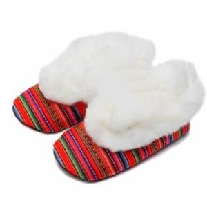 Chaussons éthniques fourrés blanc - MUNAYKI