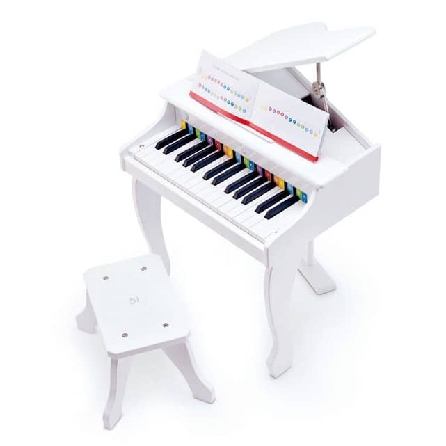Piano à queue éléctronique deluxe en bois blanc + tabouret en bois