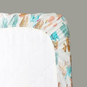 Drap housse Lama du désert corail et turquoise - Kariokas